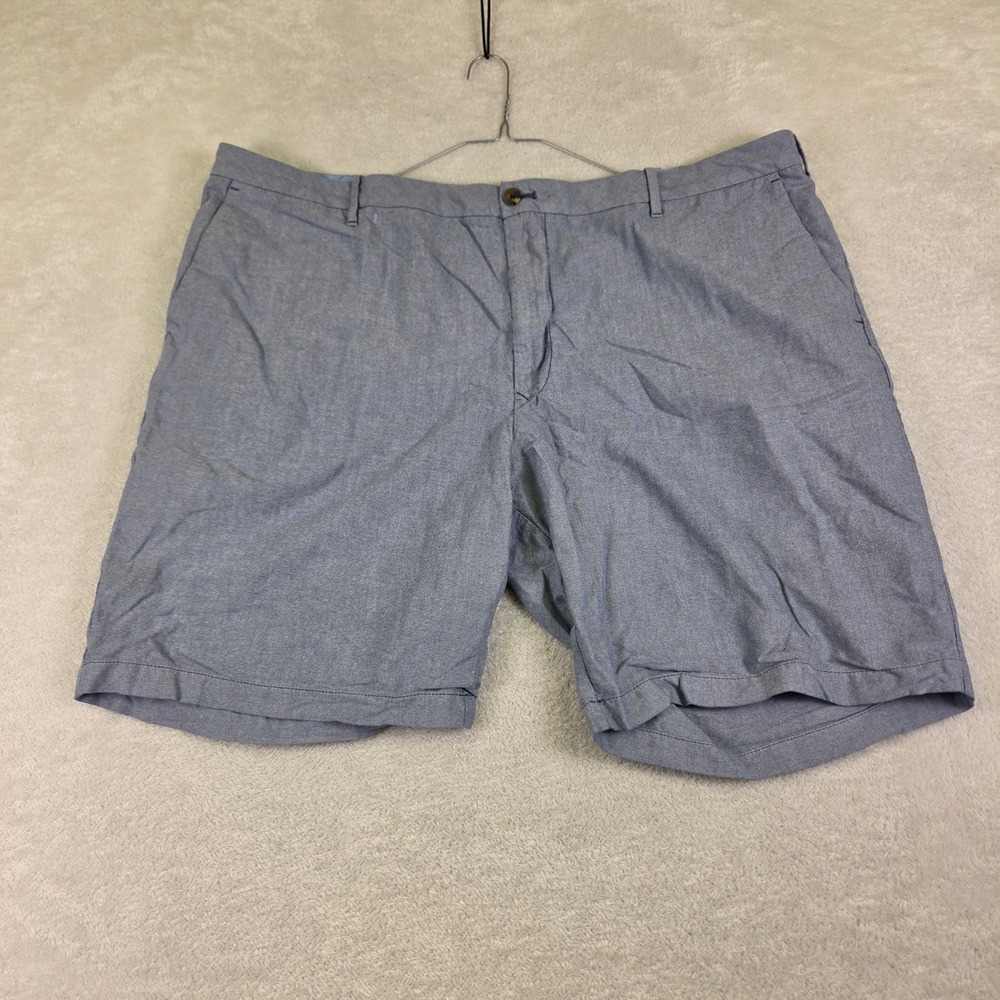 IZOD Saltwater Mens Blue Chambray Flat Front Shorts Size 48 Casual Summer